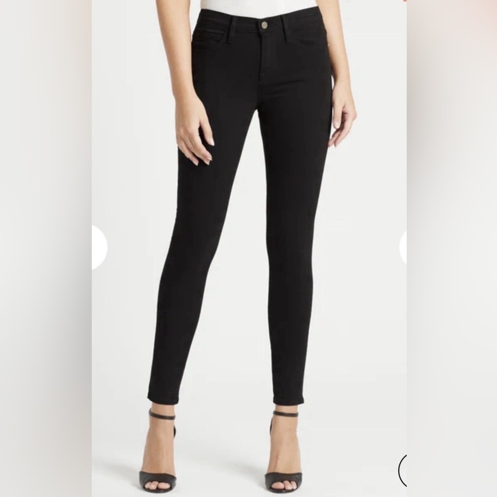 Frame Le Skinny De Jeanne Crop Black Skinny Mid Rise Jeans
